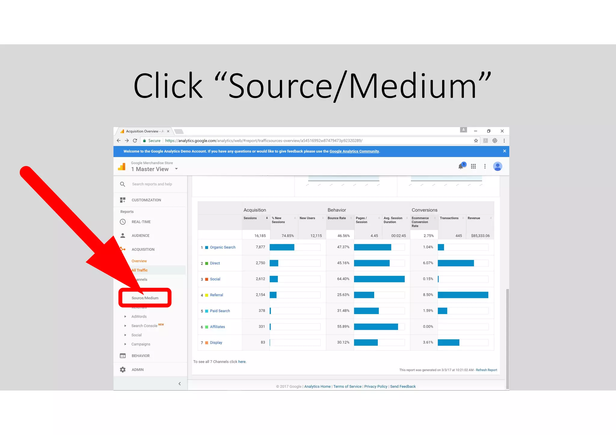 Click “Source/Medium”
 