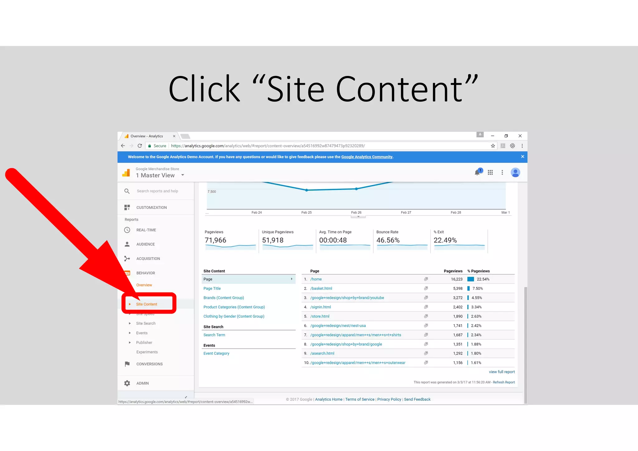 Click “Site Content”
 