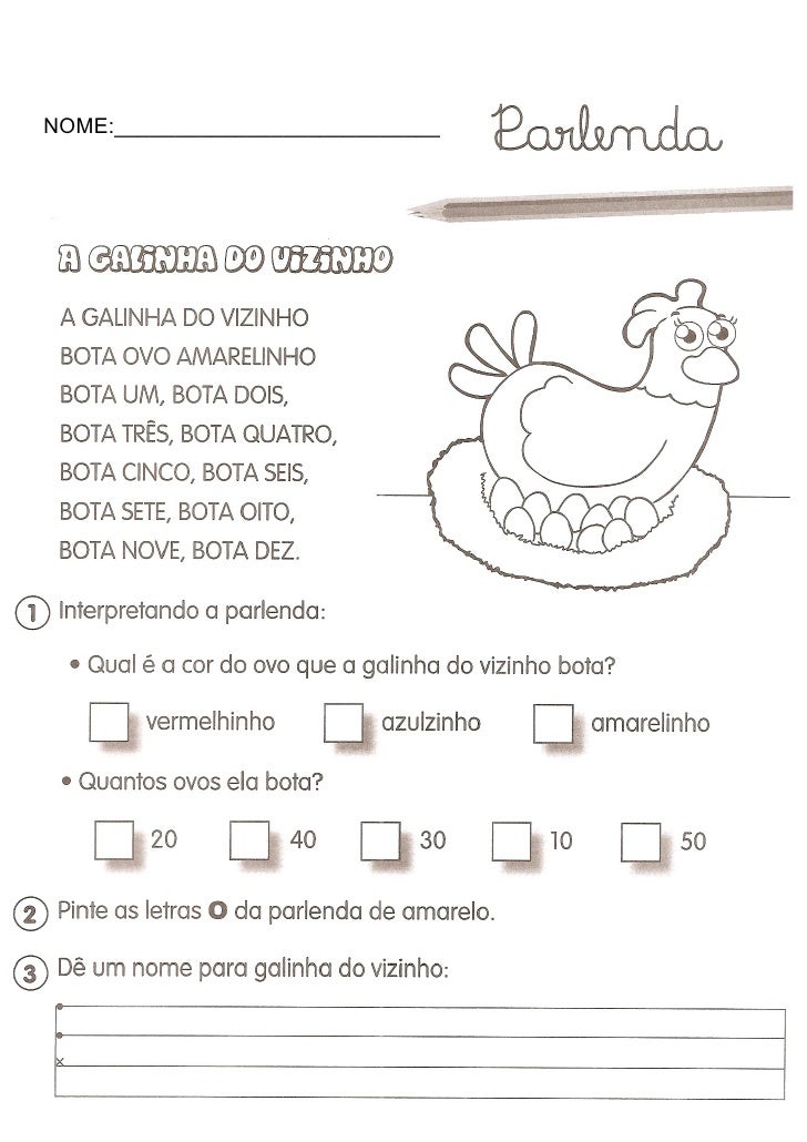 Parlenda A Galinha Do Vizinho Bota Ovo Amarelinho