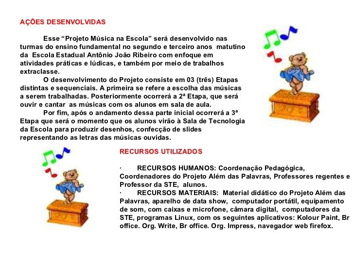 Projeto Música na escola Artesanal Frases ~ Projeto Música na escola