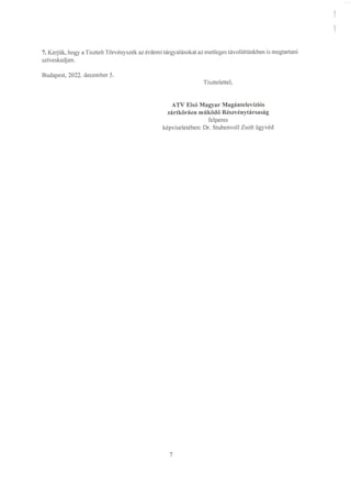 ATV vs Hadházy Ákos bírósági kereset