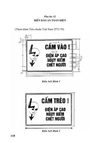 118
Phô lôc 12
BiÓn b¸o an toµn ®iÖn
(Tham khảo Tiêu chuẩn Việt Nam 2572-78)
S1
S2
c
f
g e
h1
d
k
h2
b
n
a
L
h3
h3
h3
k
b
a
Kiểu 1aX Hình 1
Kiểu 1aX Hình 2
L
 