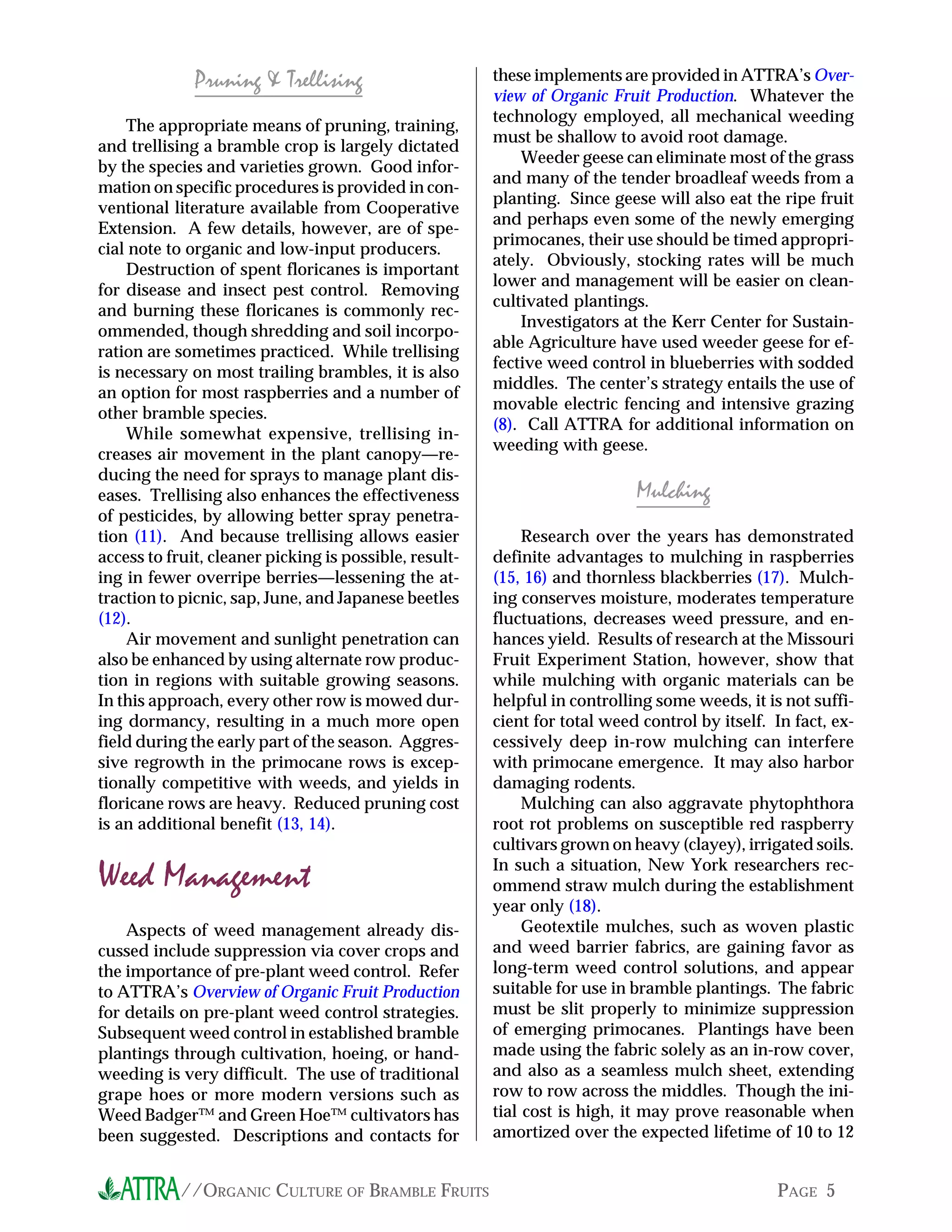 //ORGANIC FARM CERTIFICATION & THE NATIONAL ORGANIC PROGRAM PAGE 5
may label their products as organic, they may
not use the USDA seal, the seal of a certifier, or
otherwise claim that their production is certified.
Furthermore, they may not sell their products as
ingredients for use in someone else’s certified
organic product. Retail stores may require ex-
empted producers to sign an affidavit stating that
they adhere to federal organic standards.
Example 1 A state-based private certifier
that also provides services on the national level.
Within-state fees: The basic producer fees are
on a sliding scale based on the gross farm sales.
For example, the basic certification fee for a small
farm in its first year of certification with gross
sales between $5,000 and $10,000 is $434. A larger
operation with sales between $100,000 and
$125,000 would be charged a fee of $1,112. A
farm selling over $500,000 worth of organic pro-
duction would be charged $2,517 plus 0.1% of
total sales in excess of $500,000. Re-certification
in subsequent years costs about $155 less for any
operation, regardless of size.
Out-of-state fees: These fees are calculated
similarly to the ones charged within state. How-
ever, inspection costs are billed separately. In
most instances, this will make the total fees
charged somewhat higher, because the travel
costs of an inspector are usually greater.
Note that for both within-state and out-of-
state applicants, additional charges will be billed
if follow-up inspections are required. A $25 fee
will be charged if application forms are incom-
plete and must be re-submitted.
Example 2A national private certifier with
strong regional focus.
This certifier charges $25 for the certification
packet and $50 for a first-time application.
The base certification fee is $150 for farms less
than 101 acres; $175 for farms between 101 and
500 acres; $225 for farms larger than 500 acres.
An additional $50 is charged if livestock certifi-
cation is desired. This does not include the
costs of inspection, which can vary consid-
erably beginning at a low of approximately
$175.
There is also a 0.5% assessment on
gross sales, with an annual cap of $5,000.
Further fees are assessed for certification
of on-farm processing.
Example 3A state-based private cer-
tifier.
Among the smaller certifying bodies
at this time, this agent charges an up-front
fee of $350 for initial document review
and on-site inspection. Additional inspec-
tion and laboratory fees may be charged
as required.
Fees for Organic
Certification
Certification costs can be expected to rise.
Certifiers must now bear the added costs of
USDA accreditation. In some instances, certify-
ing bodies have had to undergo serious reorga-
nization to continue providing certification ser-
vices. These costs will be passed on to produc-
ers and handlers in the form of higher fees.
The NOP initially estimated that certification
costs would average approximately $750 per
farm. However, fees charged for certification
vary among agents. Fees also vary with the size
and complexity of the farm operation, the costs
of inspection, and other factors. Be certain to get
a clear explanation of the fee structure when
choosing a certifier.
We obtained a sampling of fee information
from five certifiers’ websites in late May 2002. The
followingexamplesweregeneratedfromthatsam-
pling to give a notion of the range of fees and the
different ways in which they are calculated.
 