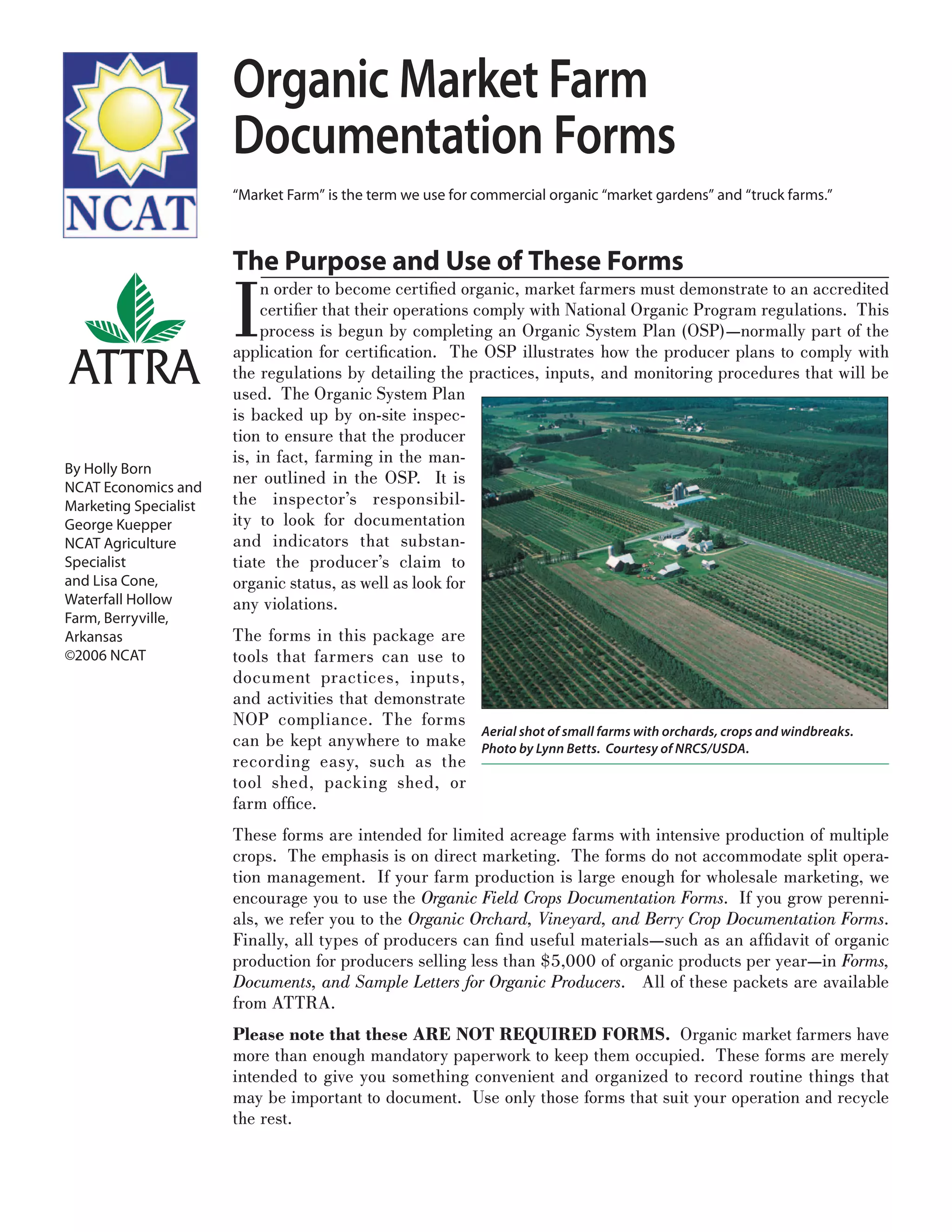 Organic Market Farm Documentation Forms | PDF