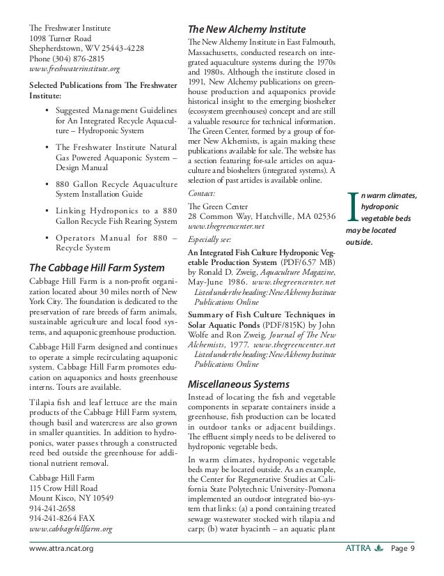 Aquaponics - Integration of Hydroponics with Aquaculture