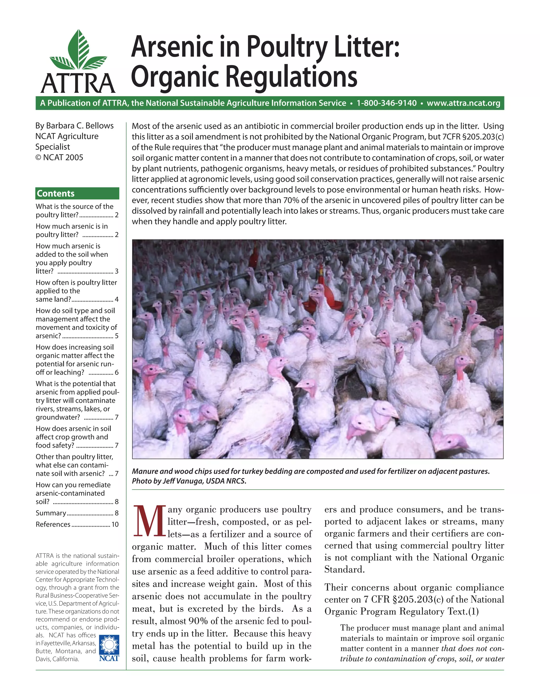 Arsenic in Poultry Litter Organic Regulations PDF