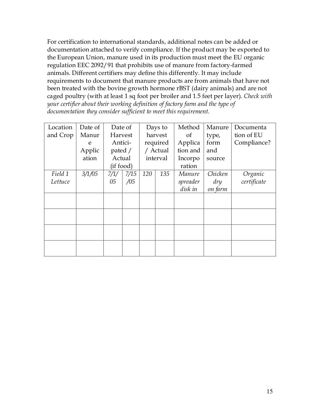 Record-Keeping and Budgeting Workbook for Organic Crop Producers