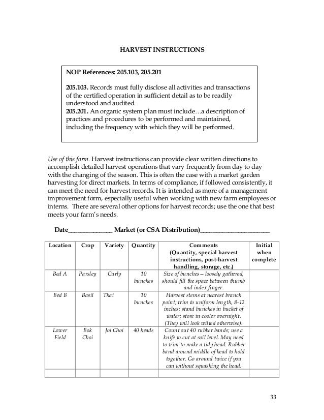 RecordKeeping and Budgeting Workbook for Organic Crop Producers