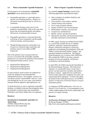 Resource Guide to Organic and Sustainable Vegetable Production | PDF