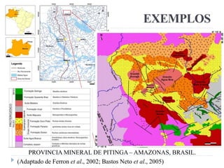 EXEMPLOS
PROVINCIA MINERAL DE PITINGA – AMAZONAS, BRASIL.
(Adaptado de Ferron et al., 2002; Bastos Neto et al., 2005)
 