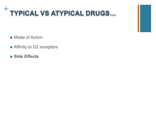 +
 Mode of Action
 Affinity to D2 receptors
 Side Effects
 