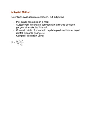 Isohyets Method Example A typicla hydrological report for engineering projects | DOCX