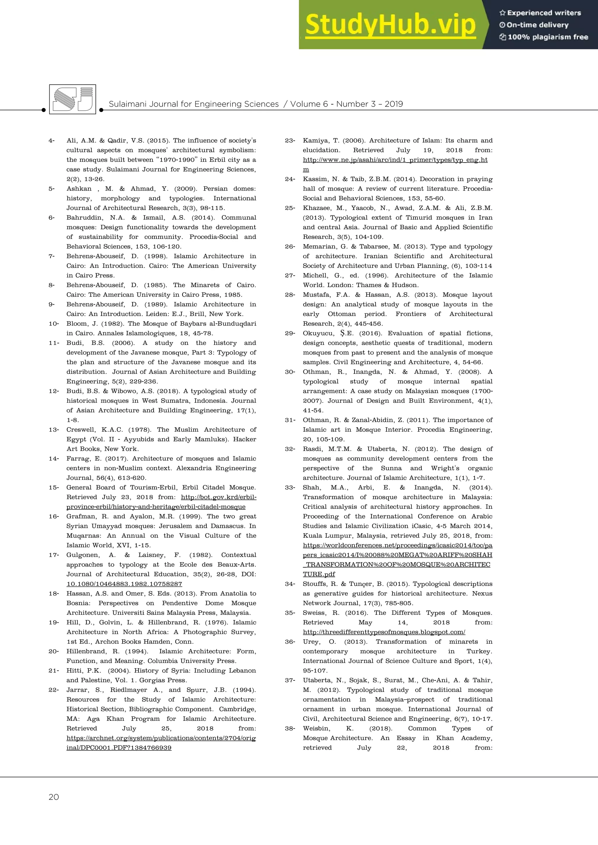 A Typological Study Of The Historical Mosques In Erbil City | PDF
