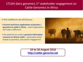 Developing a genomics reference resource on African cattle