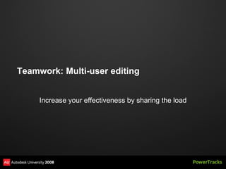Teamwork: Multi-user editing


     Increase your effectiveness by sharing the load
 