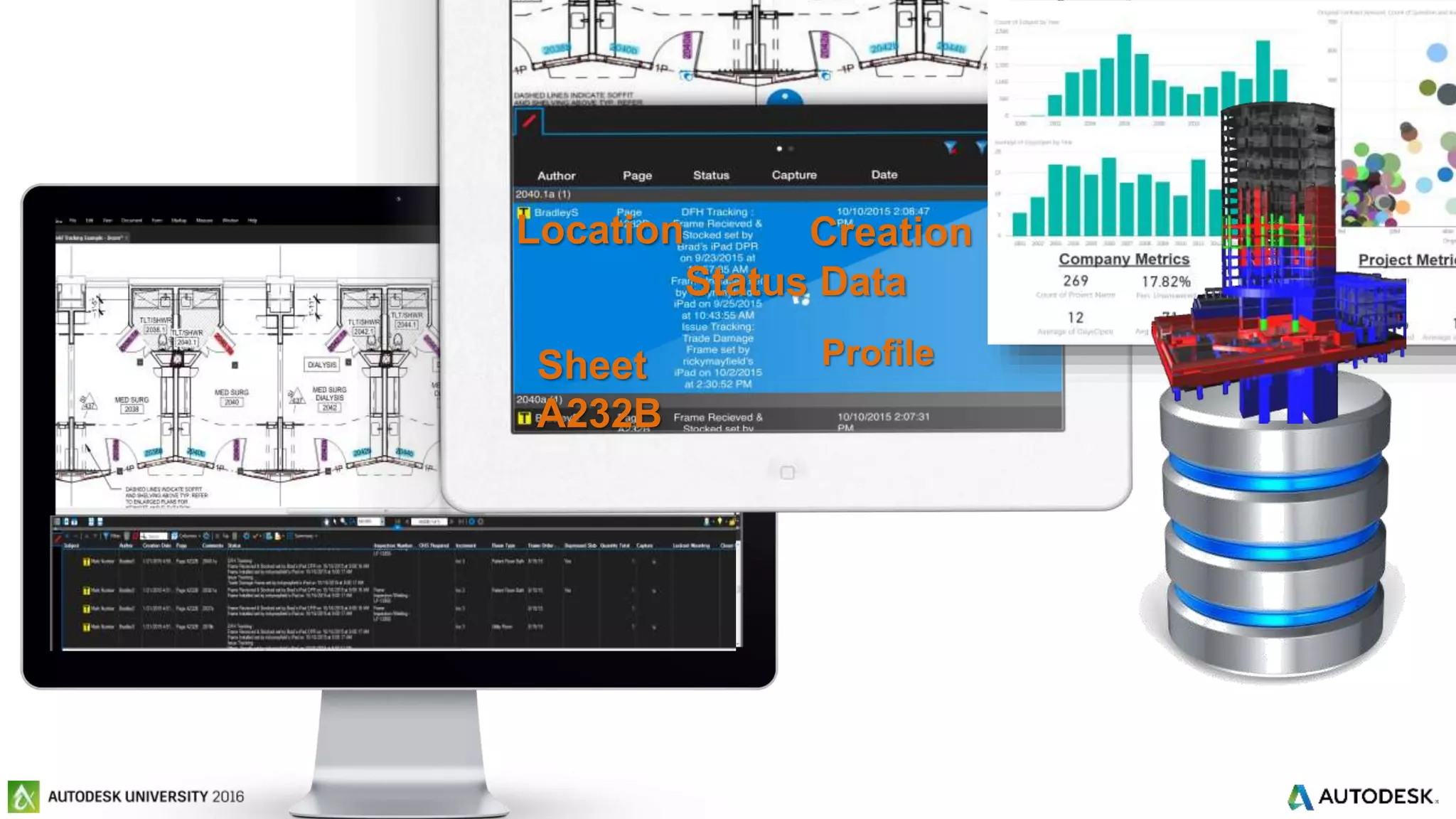 © 2016 Autodesk© 2016 Autodesk
Profile
Location
Sheet
A232B
Creation Date
Status Data
 