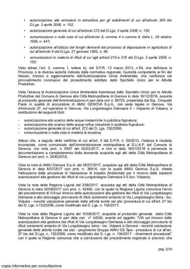 aua autorizzazione allo scarico