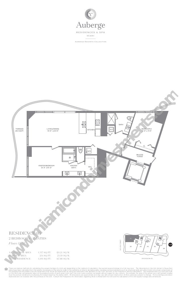 Auberge Residences Miami Floor Plans Tower 1