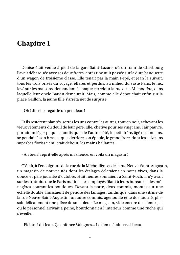 Résumé Chapitre Par Chapitre Au Bonheur Des Dames
