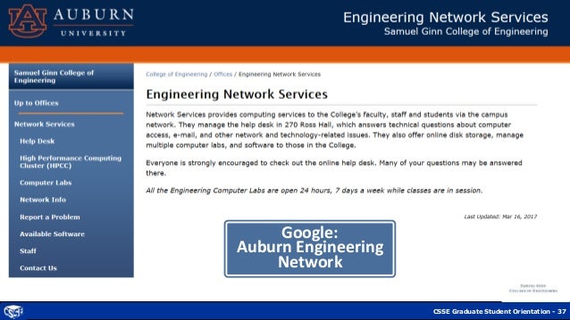 Auburn Csse Graduate Student Orientation