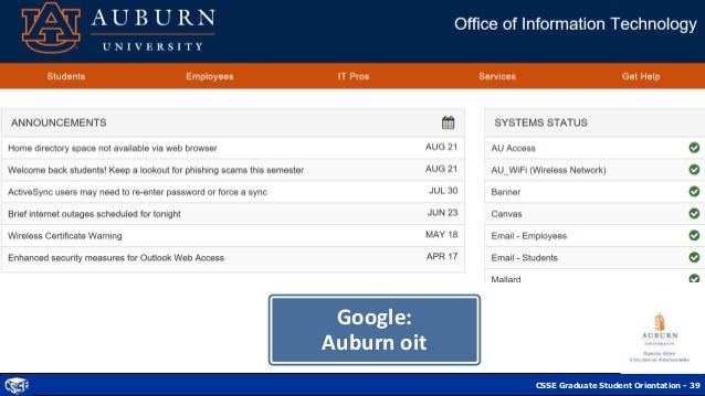Auburn Csse Graduate Student Orientation
