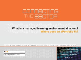 What is a managed learning environment all about?
Where does an ePortfolio fit?
 