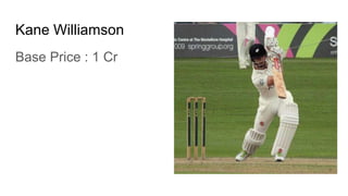Kane Williamson
Base Price : 1 Cr
 