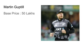 Martin Guptill
Base Price : 50 Lakhs
 