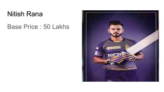 Nitish Rana
Base Price : 50 Lakhs
 