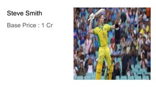 Steve Smith
Base Price : 1 Cr
 