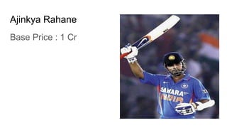 Ajinkya Rahane
Base Price : 1 Cr
 