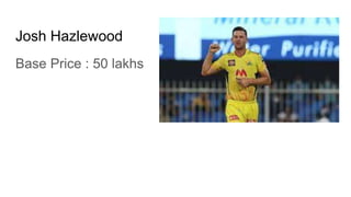 Josh Hazlewood
Base Price : 50 lakhs
 