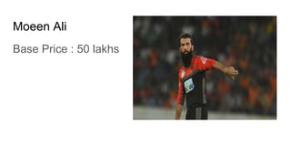 Moeen Ali
Base Price : 50 lakhs
 