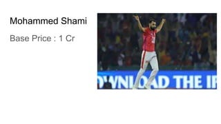 Mohammed Shami
Base Price : 1 Cr
 