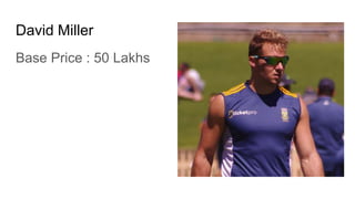 David Miller
Base Price : 50 Lakhs
 