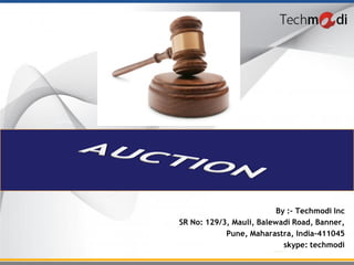 By :- Techmodi Inc
SR No: 129/3, Mauli, Balewadi Road, Banner,
            Pune, Maharastra, India-411045
                            skype: techmodi
 