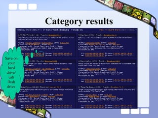 Category results Save on your hard drive/ usb flash drive 