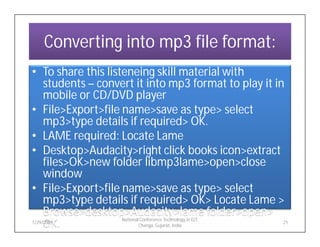 Audacity for Listening and Speaking Material Development