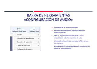 Elementos de la Interfaz de Audacity (editor de audio open source) | PDF