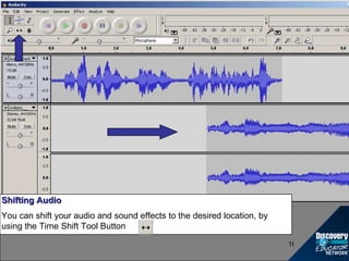 Shifting Audio You can shift your audio and sound effects to the desired location, by using the Time Shift Tool Button 