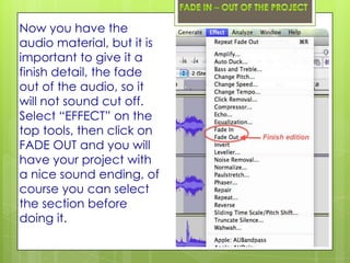 Now, let’s export as MP3 file.
Again go to FILE, click on
Export, a new window will
open, there, you have to fill in
at le...