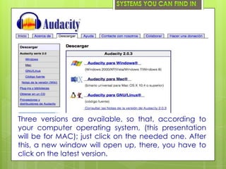 Three versions are available, so that, according to
your computer operating system, (this presentation
will be for MAC); just click on the needed one. After
this, a new window will open up, there, you have to
click on the latest version.
 