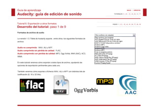 Audacity tutorial6 exportacion_a_otros_formatos | PDF