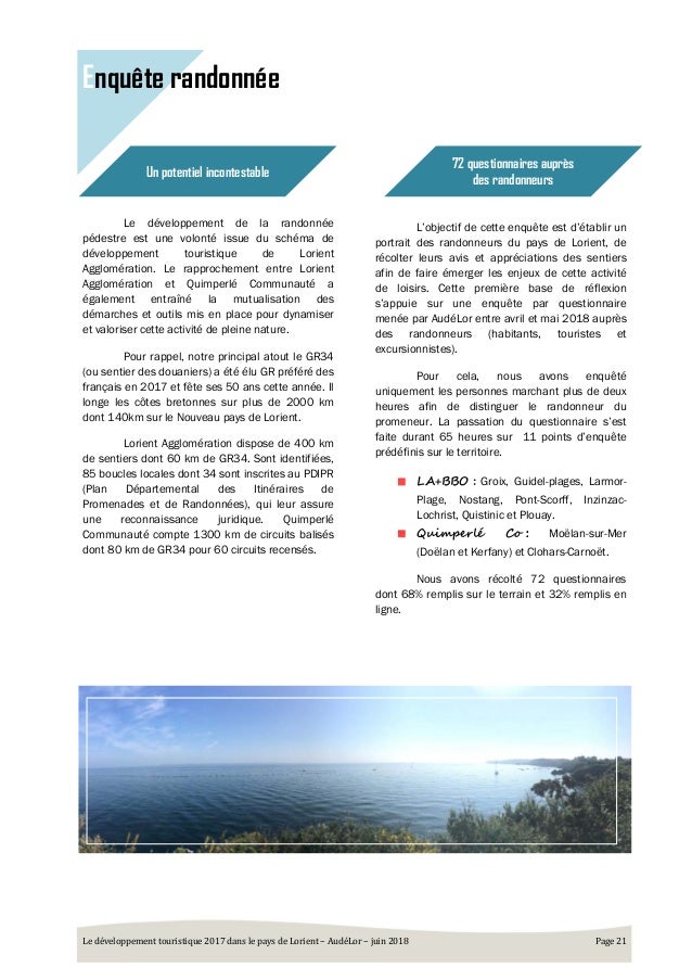Le Developpement Touristique Dans Le Pays De Lorient Bilan 2017 Aud