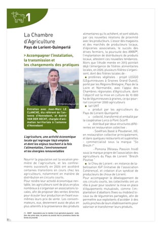 La Chambre
d’Agriculture
Pays de Lorient-Quimperlé
> Accompagner l’installation,
la transmission et
les changements des pr...