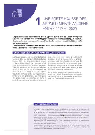 5
UNE FORTE HAUSSE DES
APPARTEMENTS ANCIENS
ENTRE 2019 ET 2020
1
Le prix moyen des appartements de 1 à 5 pièces sur le pay...