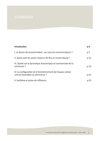 Le commerce à Pont-Scorff : diagnostic et premiers enjeux - Janvier 2018 3
SOMMAIRE
Introduction										p.4
I. Le bassin...