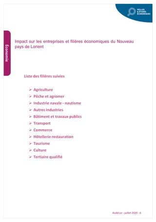 AudéLor - juillet 2020 - 6
Économie
Impact sur les entreprises et filières économiques du Nouveau
pays de Lorient
Liste de...