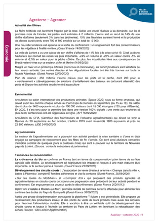 AudéLor – octobre 2020 - 9
Économie
Agroterre – Agromer
Actualité des filières
La filière horticole est durement frappée p...