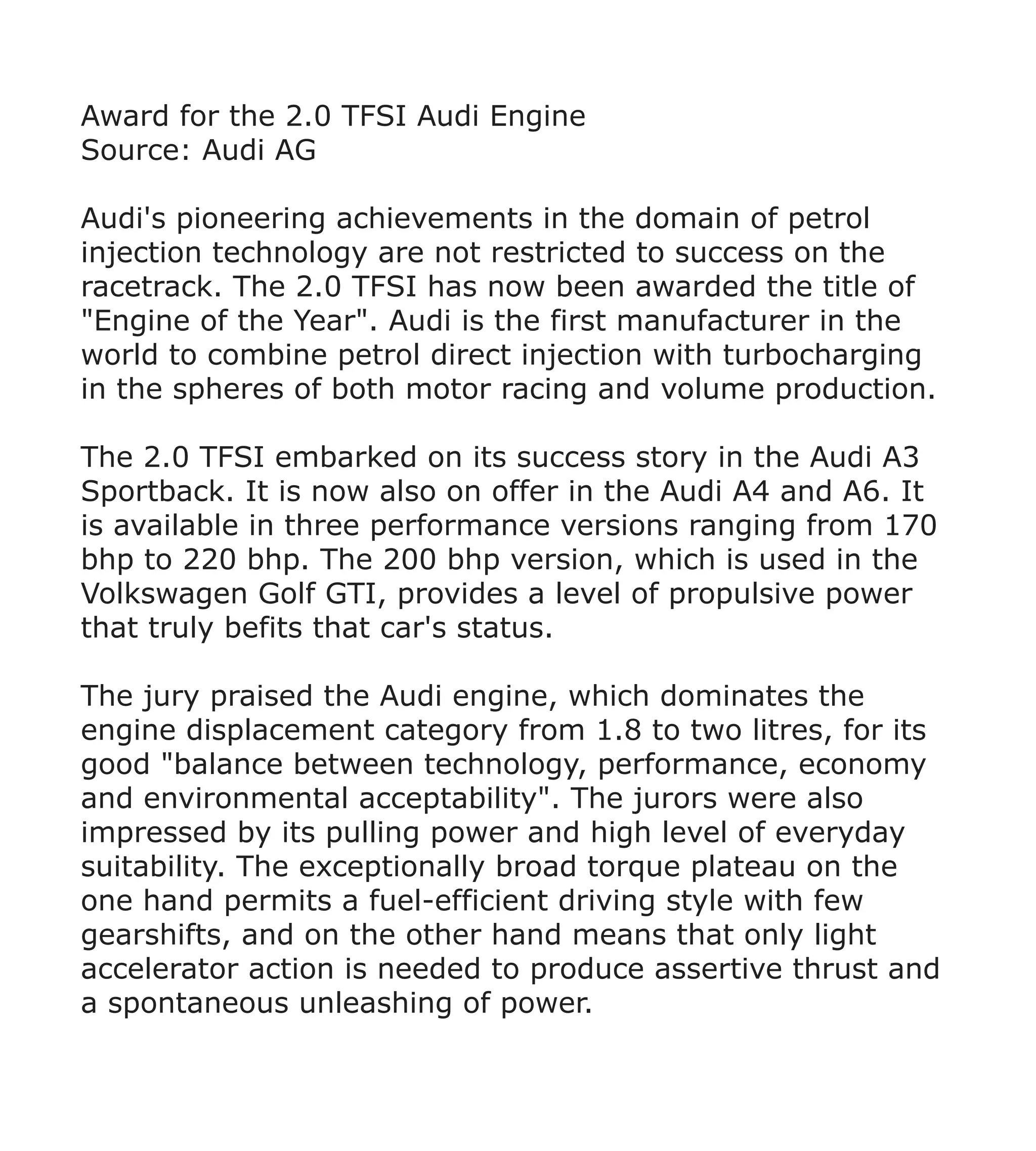 Audi TFSI 2.0 | PDF